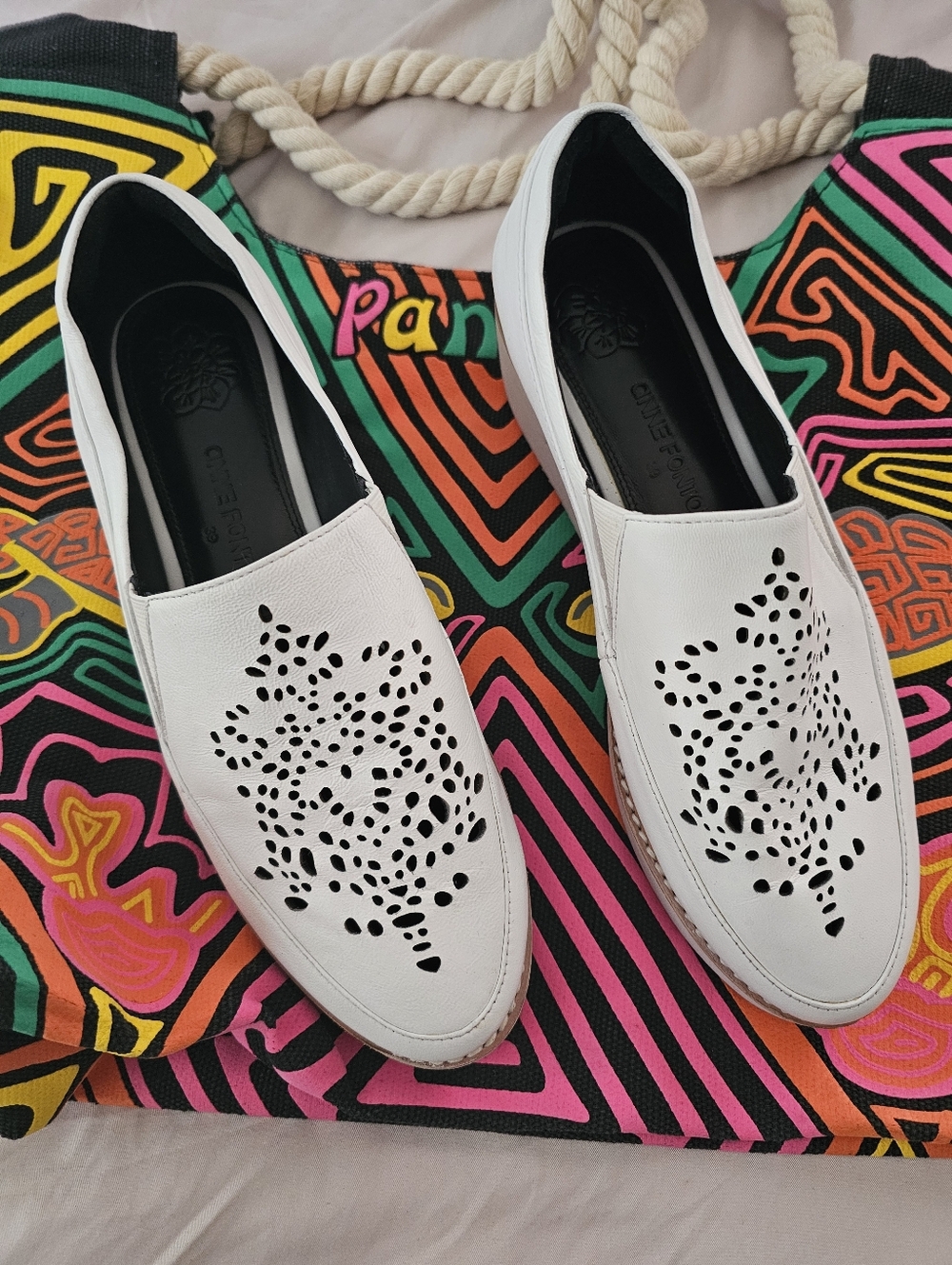 Anne Fontaine GAD Floral White Laser-Cut Slip-On Sneakers 39